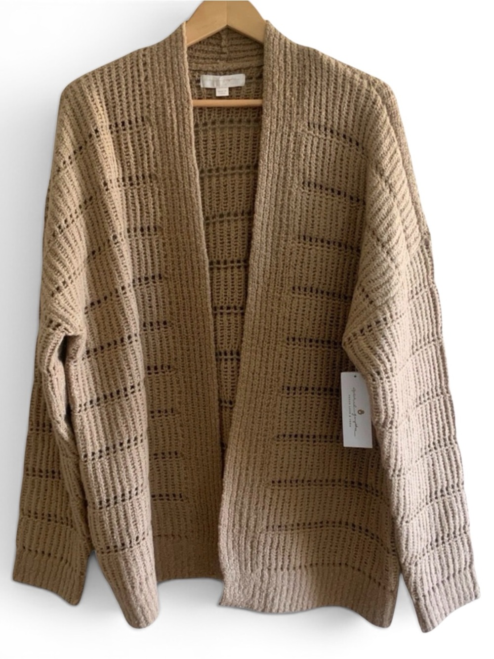 NEW Spiritual Gangster Cassey Wool Blend Open Crochet Cardigan Oatmeal Small - Picture 6 of 16